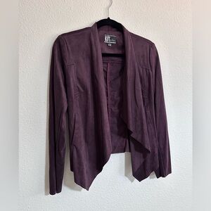 Kut from the Kloth Draped Open-Front Blazer Faux Suede Burgandy
